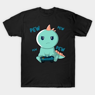 Cute Gamer Kawaii Dinosaur Geeky Dino Gaming T-Shirt